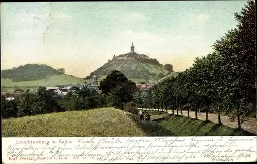 Ak Seitenroda in Thüringen, Panorama mit Leuchtenburg, Allee