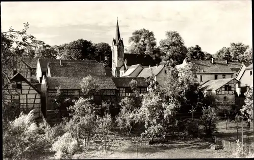 Ak Hummelshain in Thüringen, Ortsansicht, Kirche, Fachwerkhäuser