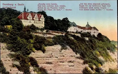 Ak Dornburg in Thüringen, Goethe Schloss und Umgebung, Gedicht