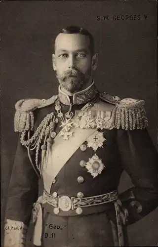 Ak König Georg V. von England, Portrait, Uniform, Orden