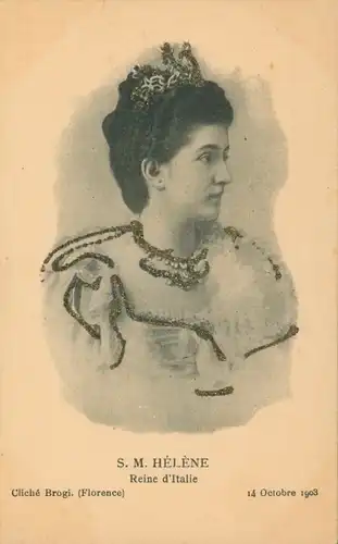 Glitzer Ak S. M. Helene, Reine d'Italie, Königin von Italien