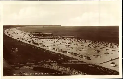 Ak Świnoujście Swinemünde Pommern, Blick zum Strand