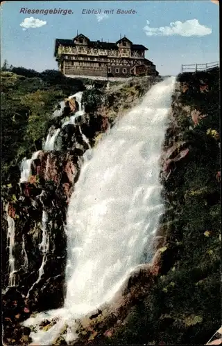 Ak Špindlerův Mlýn Spindlermühle Riesengebirge Reg. Königgrätz, Labská bouda, Elbfallbaude, Zieher