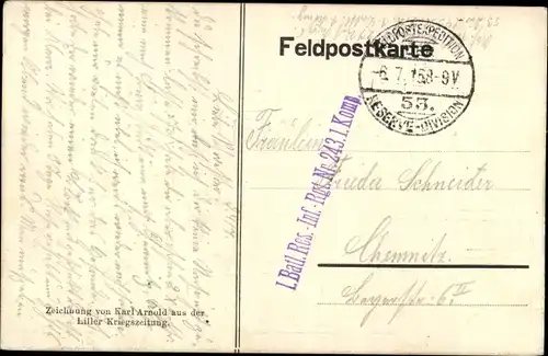 Künstler Ak Ruhender Barbar in Flandern, deutscher Soldat im Bett, I WK