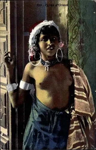 Ak Types d'Orient, Junge Araberin, Maghreb, Barbusig