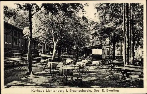 Ak Lichtenberg Salzgitter in Niedersachsen, Gartenansicht Kurhaus, Inh. E. Everling