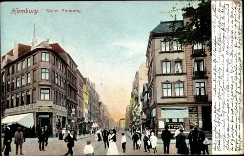 Ak Hamburg Mitte Altstadt, Neuer Steinweg, Passanten