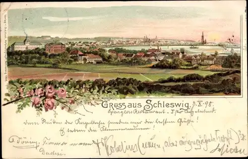 Litho Schleswig an der Schlei, Panorama vom Ort