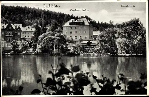 Ak Bad Elster im Vogtland, Goldener Anker, Gondelteich