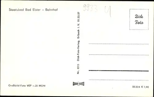 Ak Bad Elster im Vogtland, Bahnhof, Straßenansicht