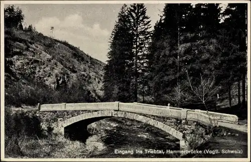 Ak Pöhl Vogtland, Eingang ins Triebtal, Hammerbrücke