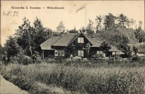 Ak Kreischa Osterzgebirge, Wilischbaude, Außenansicht