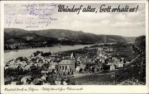 Ak Leutesdorf am Mittelrhein, Totalansicht, Kirche