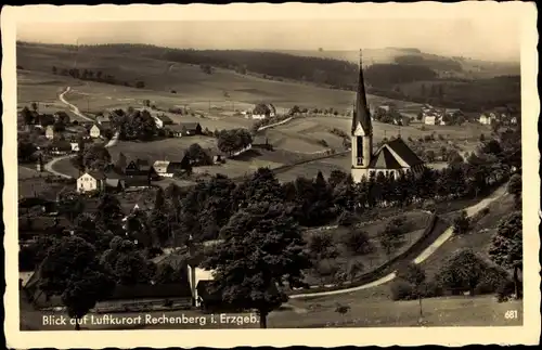 Ak Rechenberg Bienenmühle Erzgebirge, Blick auf die Ortschaft und Umgebung, Kirche