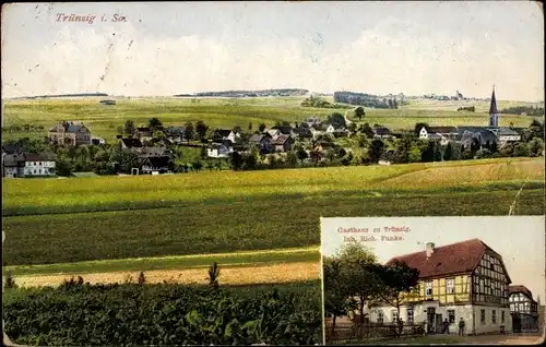 Ak Trünzig Langenbernsdorf in Sachsen, Gesamtansicht, Gasthaus