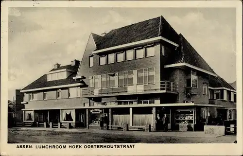 Ak Assen Drenthe Niederlande, Lunchroom hoek Oosterhoutstraat