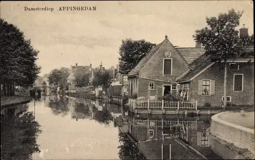 Ak Appingedam Groningen Niederlande, Damsterdiep