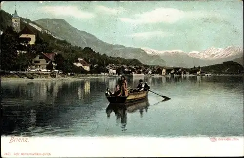 Ak Brienz Kanton Bern, Ruderpartie, Ort, Gebirge