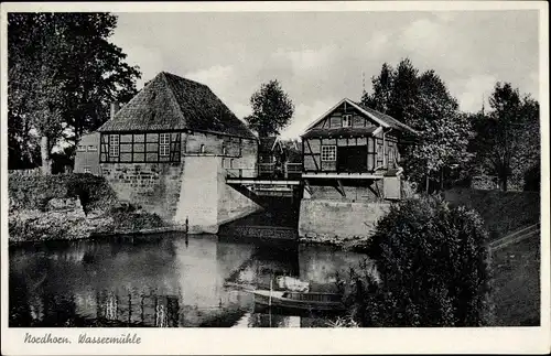 Ak Nordhorn in der Grafschaft Bentheim, Wassermühle, Ruderboot
