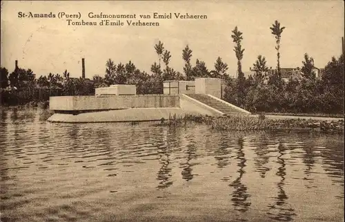 Ak Sint Amands Flandern Antwerpen, Grafmonument van Emiel Verhaeren