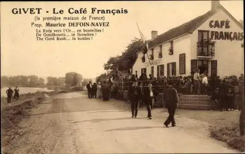 Ak Givet Ardennes, Le Cafe Francais, Prop. Maurice Defoin-Navez
