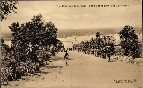 Ak Belgisch Kongo Demokratische Republik Kongo Zaire, Une Caravane de porteurs de bois