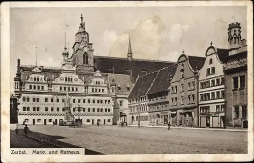 Ak Zerbst in Anhalt, Markt, Rathaus