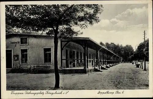 Ak Königsbrück in der Oberlausitz, Truppenübungsplatz, Doppelkomp. Bar. 6