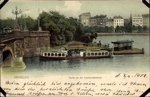 Ak Hamburg, Partie an der Lombardsbrücke