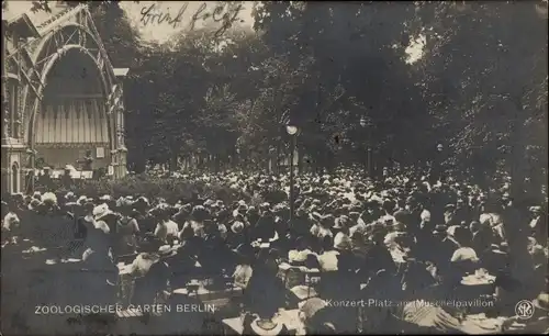 Ak Berlin Tiergarten, Zoologischer Garten, Konzertplatz am Muschelpavillon