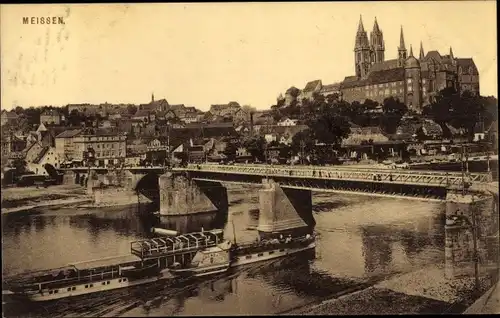Ak Meißen an der Elbe, Zamek Albrechtsburg, Flusspartie