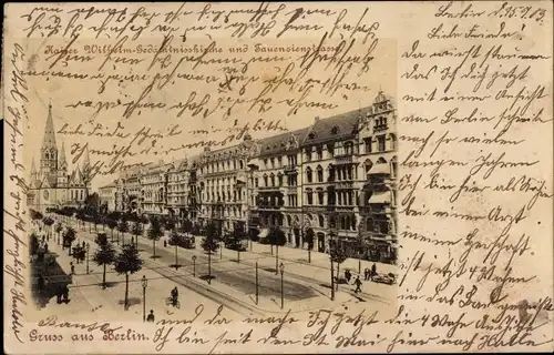 Ak Berlin Charlottenburg, Kaiser Wilhelm-Gedächtniskirche und Tauentzienstraße