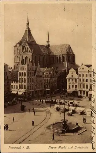 Ak Hansestadt Rostock, Neuer Markt und Blutstraße