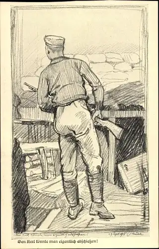 Künstler Ak Brück, Soldat mit Waffe, Inf. Reg. Nr. 17