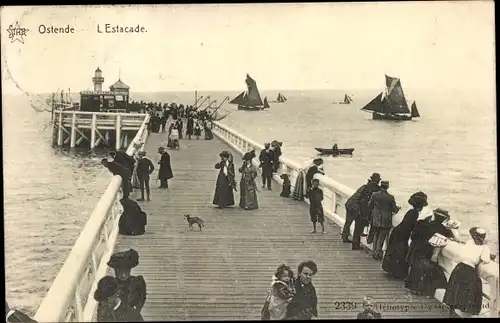 Ak Oostende Ostende Westflandern, L'Estacade, Seebrücke