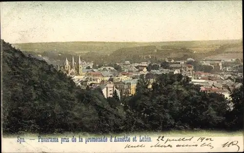 Ak Spa Wallonien Lüttich, Panorama pris de la promenade d'Annette et Lubin