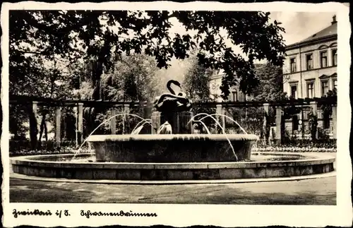 Ak Zwickau in Sachsen, Schwanenbrunnen