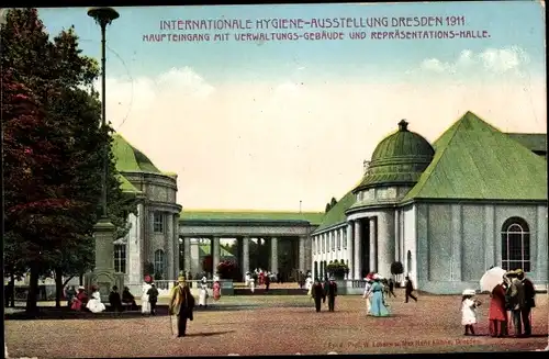 Ak Dresden Altstadt, Internationale Hygieneausstellung 1911, Haupteingang