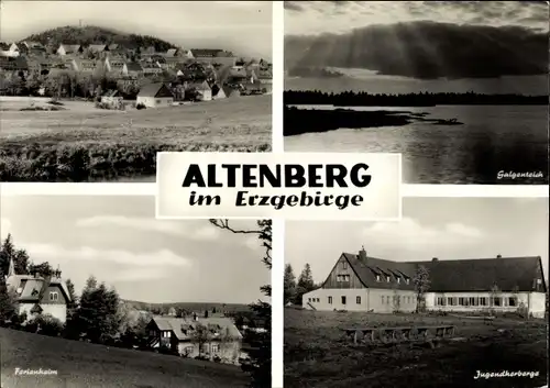 Ak Altenberg im Erzgebirge, Ortsansicht, Galgenteich, Ferienheim, Jugendherberge