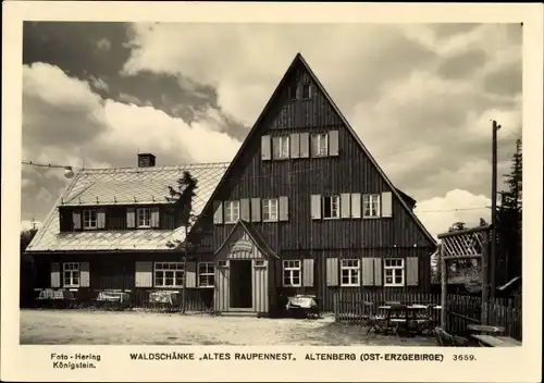 Ak Altenberg im Osterzgebirge, Waldschänke Altes Raupennest, Außenansicht