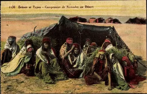 Ak Scenes et Types, Campement de Nomades au Desert, Nomadenlager