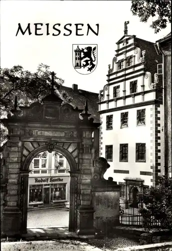 Ak Meißen in Sachsen, Altes Brauhaus und Tuchmachertor, Wappen, Rudolf Hantke