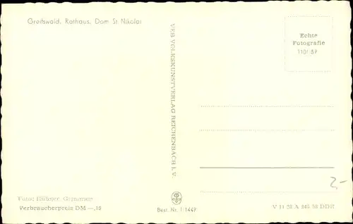 Ak Greifswald, Rathaus, Dom, St. Nikolai, Apotheke