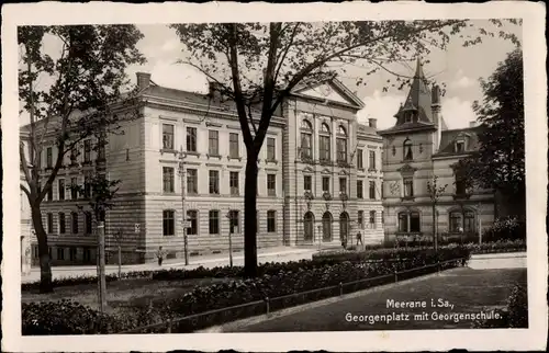 Ak Meerane in Sachsen, Georgenplatz mit Georgenschule