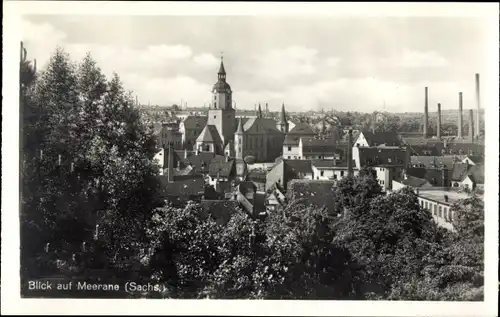 Ak Meerane in Sachsen, Panorama, Kirchturm