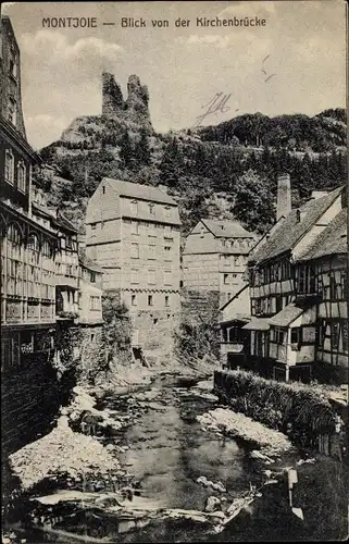 Ak Monschau Montjoie in der Eifel, Blick von der Kirchenbrücke