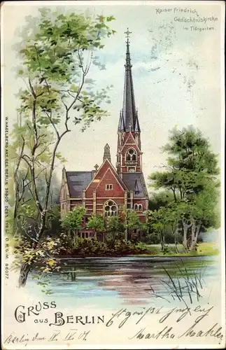 Litho Berlin Tiergarten, Kaiser Friedrich Gedächtniskirche