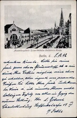 Ak Berlin Charlottenburg, Ausstellungshalle, Kaiser-Wilhelm-Gedächtniskirche