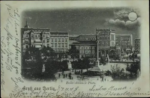 Mondschein Litho Berlin Kreuzberg, Belle-Alliance-Platz