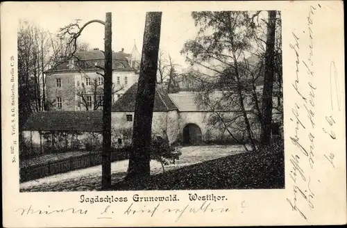 Ak Berlin Wilmersdorf Grunewald, Jagdschloss, Westtor